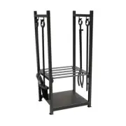 Uniflame Black Wrought Iron Log Rack With Tools - W-1052