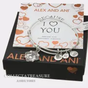 Authentic Alex and Ani Goddaughter (ii) Silver Expandable Charm Bangle new*