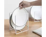 L White Kitchen Rack Organizer Rack Dish Storage Pot Cover Rack Plate Holder Kitchen OZ