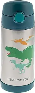 Stephen Joseph Double Wall Stainless Steel Bottles, Insulated Water Bottle for Kids Toddlers, Vacuum Insulated Bottle with Straw, BPA-Free Water Bottle – 11.8 Ounces, Dino