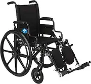 Medline Premium Ultra-lightweight Wheelchair with Flip-Back Desk Arms and Elevating Leg Rests for Extra Comfort, Black, 16” x 16" Seat