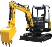 Mini Excavator Machine with Side Swing Function, 2 Ton Mini Digger Trenching Machine with Bucket Hammer Rake Auger Attachments