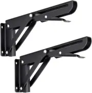 Folding Shelf Brackets Triangle Table Bench Max Load 99 Lb Black Metal 2 Pcs NEW