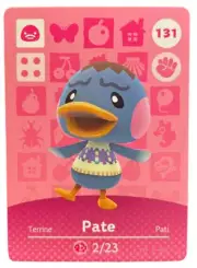 #131 Pate Animal Crossing Amiibo Card AUTHENTIC Series 2 Never Scanned