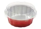 KitchenDance Disposable Colored Aluminum Foil Dessert Cake Cups Ramekins with...