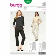 Burda 6472 SEWING PATTERN Pleated Semi-Fitted Pants Pockets Trousers Sizes 8-18