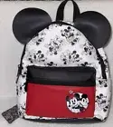 NEW Disney Mickey & Minnie Mouse Mini Backpack Purse Black White Red w/ 3-D Ears