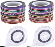 Beavorty 2 Sets Striping Tapes Line Adhesive Sticker for Nail Art 60 Rolls Tape for Arts Suitable for Diy and Professional Use