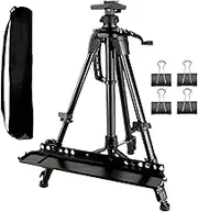 Zunishaone Artist Easel - Adjustable Metal Floor Easel for Artists, Folding Stand with Colour Tray Suitable for Table and Floor for Artists and Youth