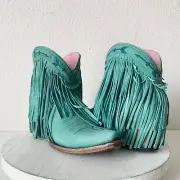 NEW Junk Gypsy Lane Boots SPITFIRE Cowboy Bootie Womens 5 Turquoise Leather Snip