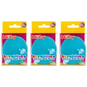 3x Nuby Scrubbies Silicone Bath Time Body Cleaning/Exfoliating Brush Assorted