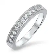 Sterling Silver 925 CZ Antique Women's Anniversary Wedding Band Ring Size 5-10
