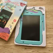 Unicorn Blue LCD Drawing Writing Tablet Pad Doodle Board for Kids 3+ 8.8" NEW