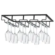 4 Rows Metal Wine Glass Rack Under Cabinet Stemware Holder Hanger for Kitchen