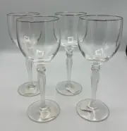 Waterford Carleton Platinum Wine Water Glass Lead Crystal Set of 4 8 1/2" Tags
