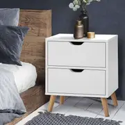 2 Drawers Artiss Bedside Table Side Table - BODEN White