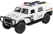 Die-cast 1:32 for Dongfeng Warrior Police SUV Car Model Alloy Diecast Sound Light Pull Back Miniature Simulation Car Model Miniature Vehicle(White)