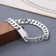 Real 925 Sterling Silver Bracelet 7mm/8mm Curb Link Men's Cuban Bracelet Gift