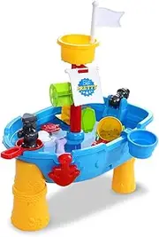Keezi Water Table, 21pcs Sandpit Toys Kids Pretend Play Set Toddler Sand Tables Baby Activity Beach Toy Outdoor Plays Equipment, with Sands Moulds Bucket Spade Multicoloured