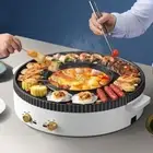 Electric Barbecue Hotpot 2 in 1 Oven Grill Smokeless Hot Pot Machine BBQ