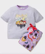 NEW PETER ALEXANDER HARRY POTTER TOP SHORTS PJ SET GREY LILAC JNR GIRLS 14