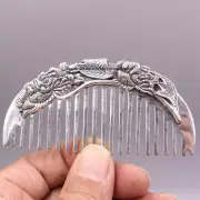 Solid S999 Fine Silver 999 Comb Blooming Flower Hair Care Comb 55-56g 3.45inch
