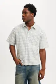 [Cotton On Men] Cotton On Men - Darcy Short Sleeve Shirt - Off white micro check L OFF WHITE MICRO CHECK