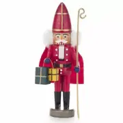 Handcrafted Wooden Miniature St Nicholas Priest With Gifts German Nutcracker