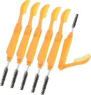 PLAFOPE 6pcs Folding Lash Brow Comb Set Portable Eyelash Separator Makeup Brush Random Color