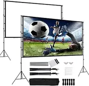 Generic Projector Screen with Stand Foldable Portable Movie Screen 150 inch 16：9 HD 4K 1080p Wrinkle-Free Movie Projection Screen with Carry Bag (150 in, Regular Screen)