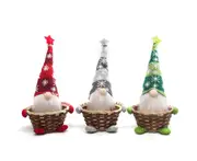 C301 3PCS Christmas Candy Basket for Faceless Old Man, Small Bamboo Holding Basket, Faceless Old Man Doll Window Dress