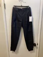 Women NWT "Neil Barrett" blk. zip up, ribbed leg cuffs pants. Size 38 (Italy)