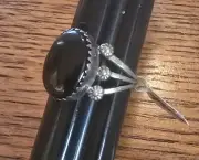 Native American Navajo Onyx Ring Sterling Silver Sz 7