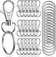 [Segauin] 100 Pcs Premium Swivel Snap Hooks with Key Rings,Metal Lanyard Keychain Hooks Lobster Clasps for Key Jewelry DIY Crafts 1.25inch/32mm(50 Pcs Lanyard Snap Hooks+50 Pcs Key Rings)
