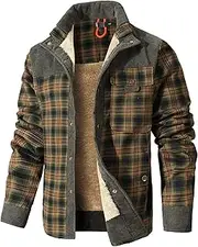 [Zaitun] Men's Corduroy Plaid Sherpa Lined Flannel Shirt Jacket Fleece Coat