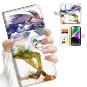 ( For iPhone 14 ) Wallet Flip Case Cover AJ26015 Abstract Horse