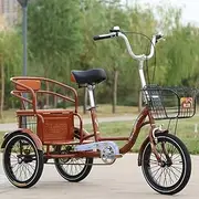 DEFGHIJ 14 in Adult Tricycle 3 Wheel Bike Trike Single Speed with Carbon Steel Frame for Recreation Shopping Exercise Men's Women's Bike