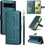 Compatible with Google Pixel 6 5G Cover,Compatible with Google Pixel 6 5G Wallet Kickstand Magnetic Closure Flip Case Green