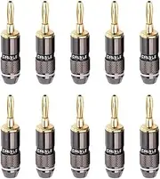 CCWUTQF 10PCS 24K 4MM Gold-Plated Plugs Banana Connector with Screw Lock Compatible Audio Jack Speaker Plugs Gun Metal(10 Black)