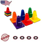 Set of 6 Bright Agility Cones with Weighted Base - Ideal for Training and Drills