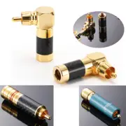 RCA Plug Male Solderless Audio Jack Speaker Mic Lock Connector Gold Plated Elbow