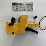 Price Tag Gun Labeller Pricing Machine Kit with Rolls Labels and Inks Yellow