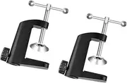 TEMPNAP 2Pcs C Type Metal Clamp Holder Base for Table Lights Microphones Durable Aluminum Alloy Clip Sturdy Bracket for Desk Lamp Accessories Black Finish