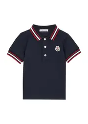 Moncler Kids Piqué Stretch-cotton Polo Shirt - Navy - 12 Months 12 months