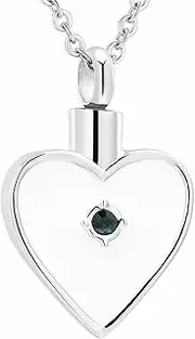 BIAIHQIE Crystal Heart Urn Pendant Urn Cremation Hold Ashes Necklace for Women Stainless Steel Necklace Keepsake Memory Jewelry