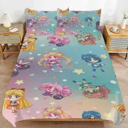 v2390 Bed Sheets Bedding Sailor Moon Bedding Sets Ultra Soft Skin-Friendly Duvet Cover 3 Piece, Cute Comforter Cover Bed Set for Boys Girls Kids ( 1