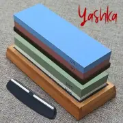 Kitchen Knife Sharpener Premium Wetstone Kit Flattening Stone Bammboo Base NEW