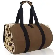 Waxed Firewood Carrier with Handles, Canvas Log Carrier Tote Bag, Sturdy Fire...