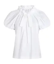 Patou Ruffled Tie-Neck Blouse S White
