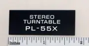 Pioneer PL-55X Turntable Logo Badge For Dust Cover Custom Made Silver Aluminum